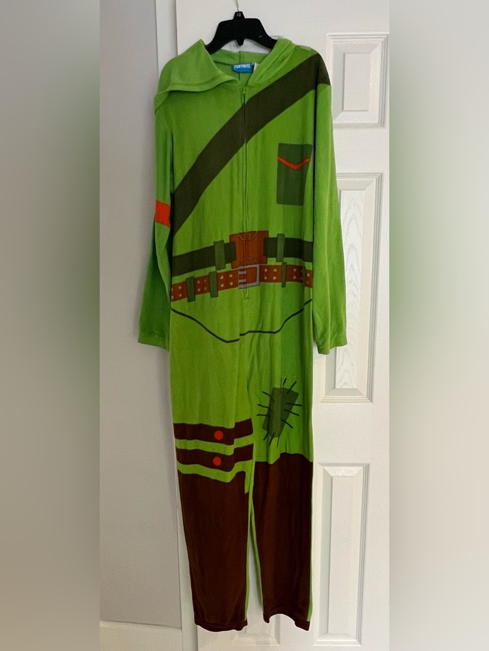 Fortnite Pajama Men's Sz. Large Green Union Suit One Piece Rex Cosplay Costume